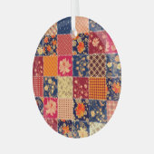 Patchwork-Charme: Blumen und geometrische Mischung Ornament Aus Glas (Vorderseite links)