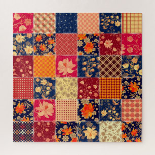 Patchwork-Charme: Blumen und geometrische Mischung Puzzle