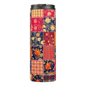 Patchwork-Charme: Blumen und geometrische Mischung Thermosbecher (Rückseite)