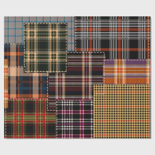 patchwork chercks pattern, tartan design, surface geschenkpapier (Flach)