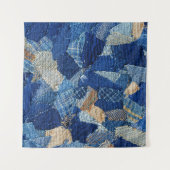 Patchwork Chic: Stoffmuster-Fun Wandteppich (Vorderseite (Horizontal))