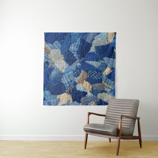 Patchwork Chic: Stoffmuster-Fun Wandteppich (Beispiel (Horizontal))