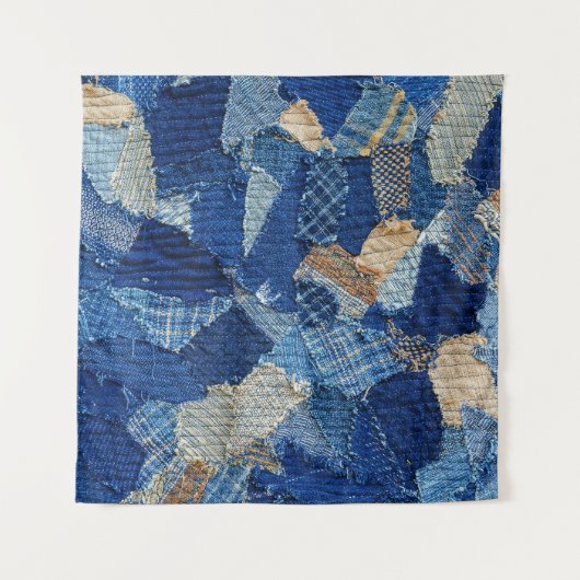 Patchwork Chic: Stoffmuster-Fun Wandteppich (Vorderseite)
