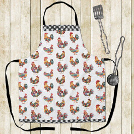 Patchwork Chickens und Gingham Print Schürze