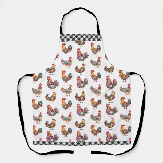 Patchwork Chickens und Gingham Print Schürze (Vorderseite)