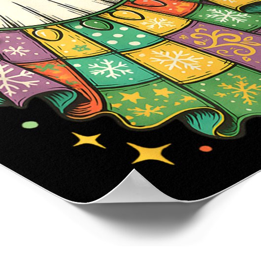 Patchwork Christmas Ghost Christmas, Christmas Boo Poster (Ecke)