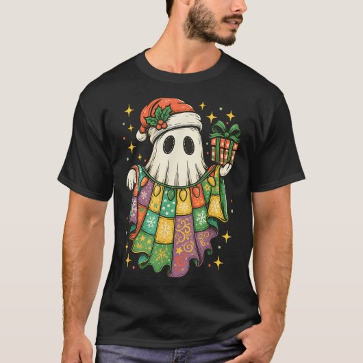 Patchwork Christmas Ghost Christmas, Christmas Boo T-Shirt (Vorderseite)
