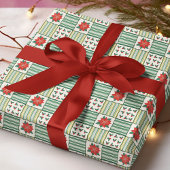 Patchwork Christmas Poinsettia Floral Pattern Geschenkpapier