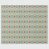 Patchwork Christmas Poinsettia Floral Pattern Geschenkpapier (Flach)
