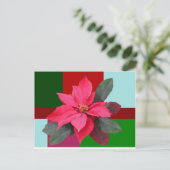 Patchwork Christmas - Poinsettia Postkarte (Stehend Vorderseite)