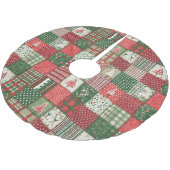 Patchwork Christmas Polyester Weihnachtsbaumdecke (Schrägansicht)