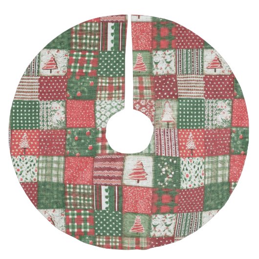 Patchwork Christmas Polyester Weihnachtsbaumdecke (Vorderseite)