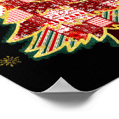 Patchwork Christmas Tree Coquette Bow Xmas Holiday Poster (Ecke)