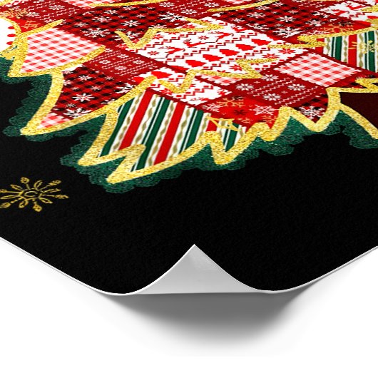 Patchwork Christmas Tree Coquette Bow Xmas Holiday Poster (Ecke)