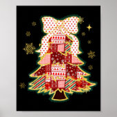 Patchwork Christmas Tree Coquette Bow Xmas Holiday Poster (Vorne)