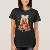 Patchwork Christmas Tree Coquette Bow Xmas Holiday T-Shirt (Vorderseite)
