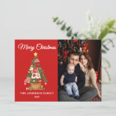 Patchwork Christmas Tree Foto Feiertagskarte (Stehend Vorderseite)