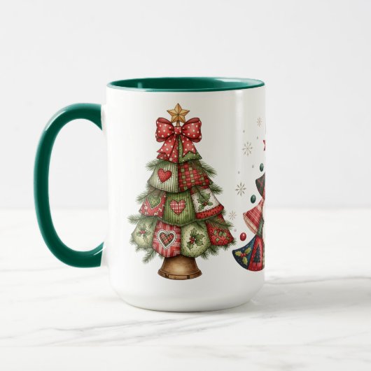 Patchwork Christmas Trees Tasse (Links)