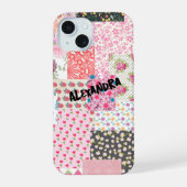 Patchwork Collage, farbenfroh & kreativ Handy Case iPhone 15 Hülle (Rückseite)