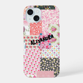 Patchwork Collage, farbenfroh & kreativ Handy Case iPhone 15 Hülle