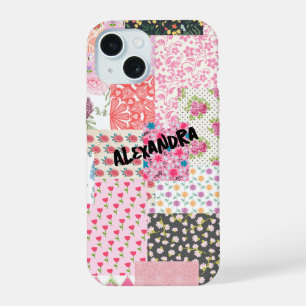 Patchwork Collage, farbenfroh & kreativ Handy Case iPhone 15 Hülle