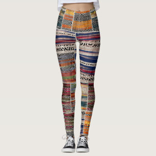 Patchwork-Collage: gemischtes Quiltmuster. Leggings