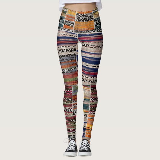 Patchwork-Collage: gemischtes Quiltmuster. Leggings (Vorderseite)