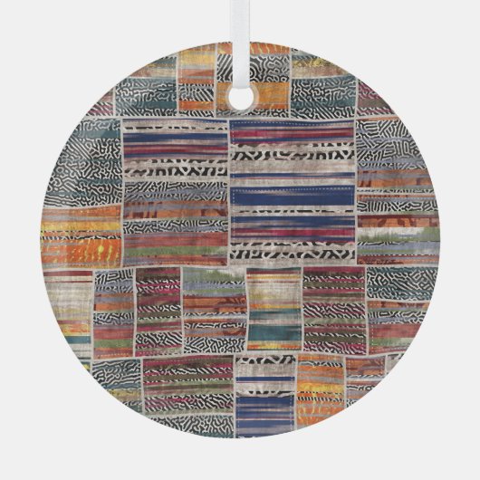 Patchwork-Collage: gemischtes Quiltmuster. Ornament Aus Glas (Vorderseite)