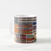 Patchwork-Collage: gemustertes Quiltmuster. Kaffeetasse (Vorderseite Links)