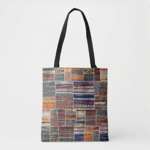 Patchwork-Collage: gemustertes Quiltmuster. Tasche