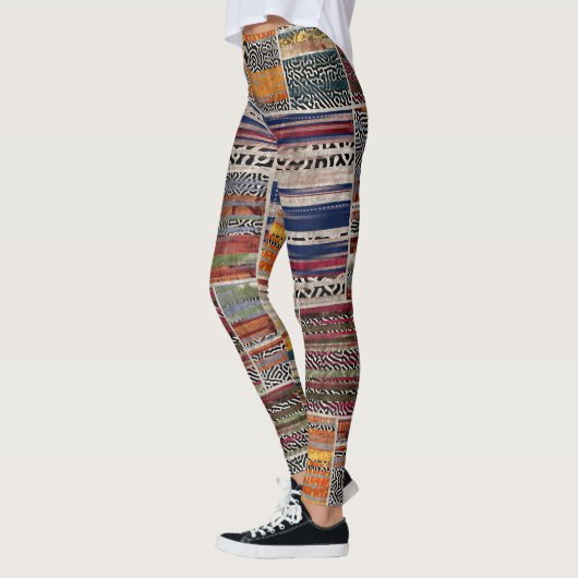 Patchwork-Collage: Mischquilt-Muster. Leggings (Links)