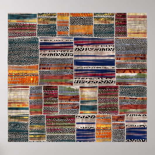 Patchwork-Collage: Mischquilt-Muster. Poster (Vorne)