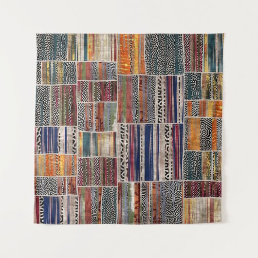 Patchwork-Collage: Mischquilt-Muster. Wandteppich (Vorderseite (Horizontal))