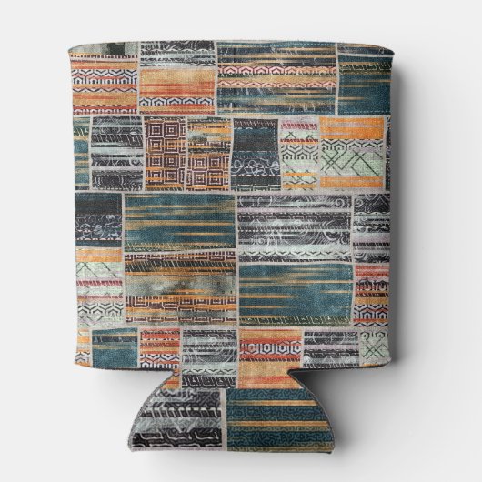 Patchwork Collage Mix, Quilt Muster Druck. Dosenkühler (Rückseite)