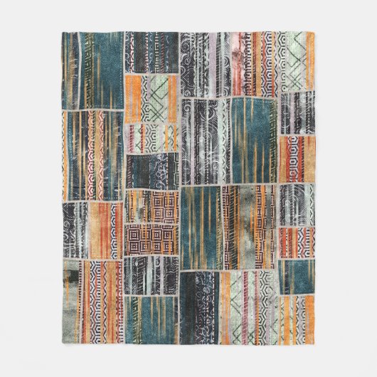 Patchwork Collage Mix, Quilt Muster Druck. Fleecedecke (Vorderseite)