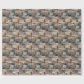 Patchwork Collage Mix, Quilt Muster Druck. Geschenkpapier (Flach)