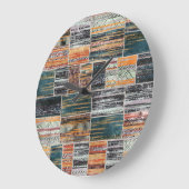 Patchwork Collage Mix, Quilt Muster Druck. Große Wanduhr (Winkel)