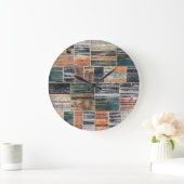 Patchwork Collage Mix, Quilt Muster Druck. Große Wanduhr (Zuhause)