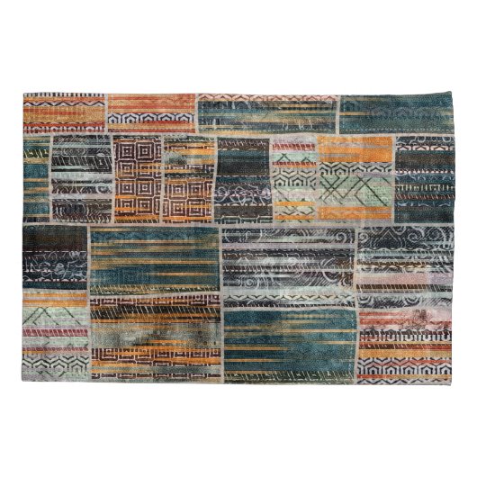 Patchwork Collage Mix, Quilt Muster Druck. Kissenbezug (Rückseite)