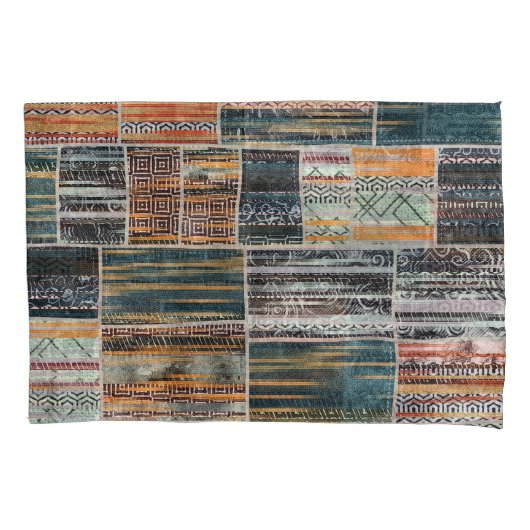 Patchwork Collage Mix, Quilt Muster Druck. Kissenbezug (Vorderseite)