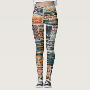 Patchwork Collage Mix, Quilt Muster Druck. Leggings