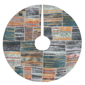 Patchwork Collage Mix, Quilt Muster Druck. Polyester Weihnachtsbaumdecke