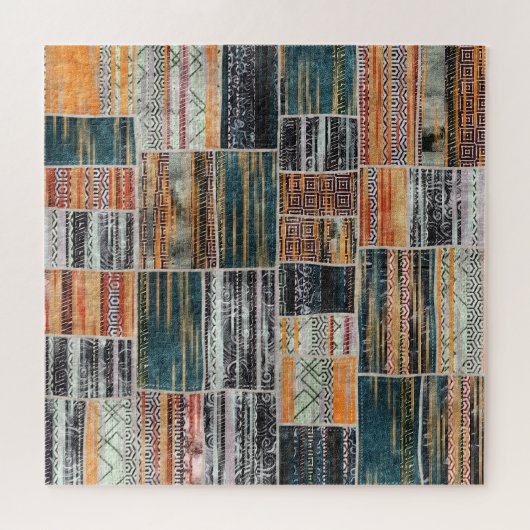 Patchwork Collage Mix, Quilt Muster Druck. Puzzle (Horizontal)