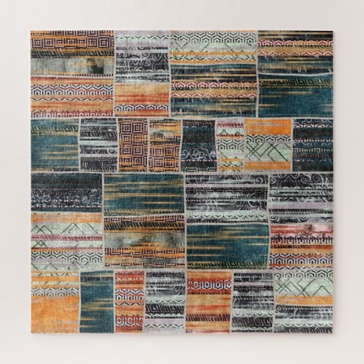 Patchwork Collage Mix, Quilt Muster Druck. Puzzle (Vertikal)