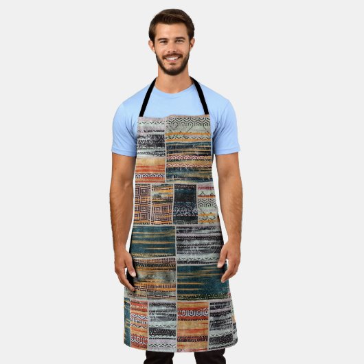 Patchwork Collage Mix, Quilt Muster Druck. Schürze (Getragen)