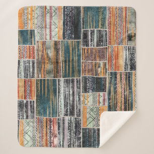 Patchwork Collage Mix, Quilt Muster Druck. Sherpadecke