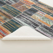 Patchwork Collage Mix, Quilt Muster Druck. Sherpadecke (3/4)