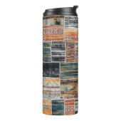 Patchwork Collage Mix, Quilt Muster Druck. Thermosbecher (Nach links gedreht)