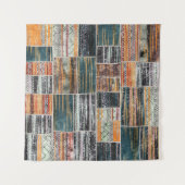 Patchwork-Collage-Mix, Quilt-Musterdruck. Wandteppich (Vorderseite (Horizontal))