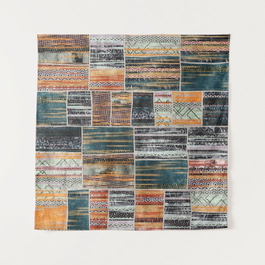 Patchwork-Collage-Mix, Quilt-Musterdruck. Wandteppich (Vorderseite)